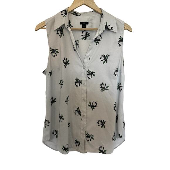 Ann Taylor Tops - Ann Taylor Floral Gray Blue Green Sleeveless Blouse Women's Size Large Petite